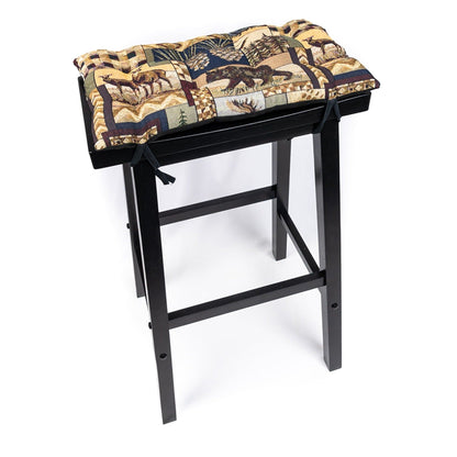 Woodlands Peters Cabin Saddle Stool Cushions - Barnett Home Decor - Gaucho Stool - Satori Cushions - Nature - Animals - Bears - Deer