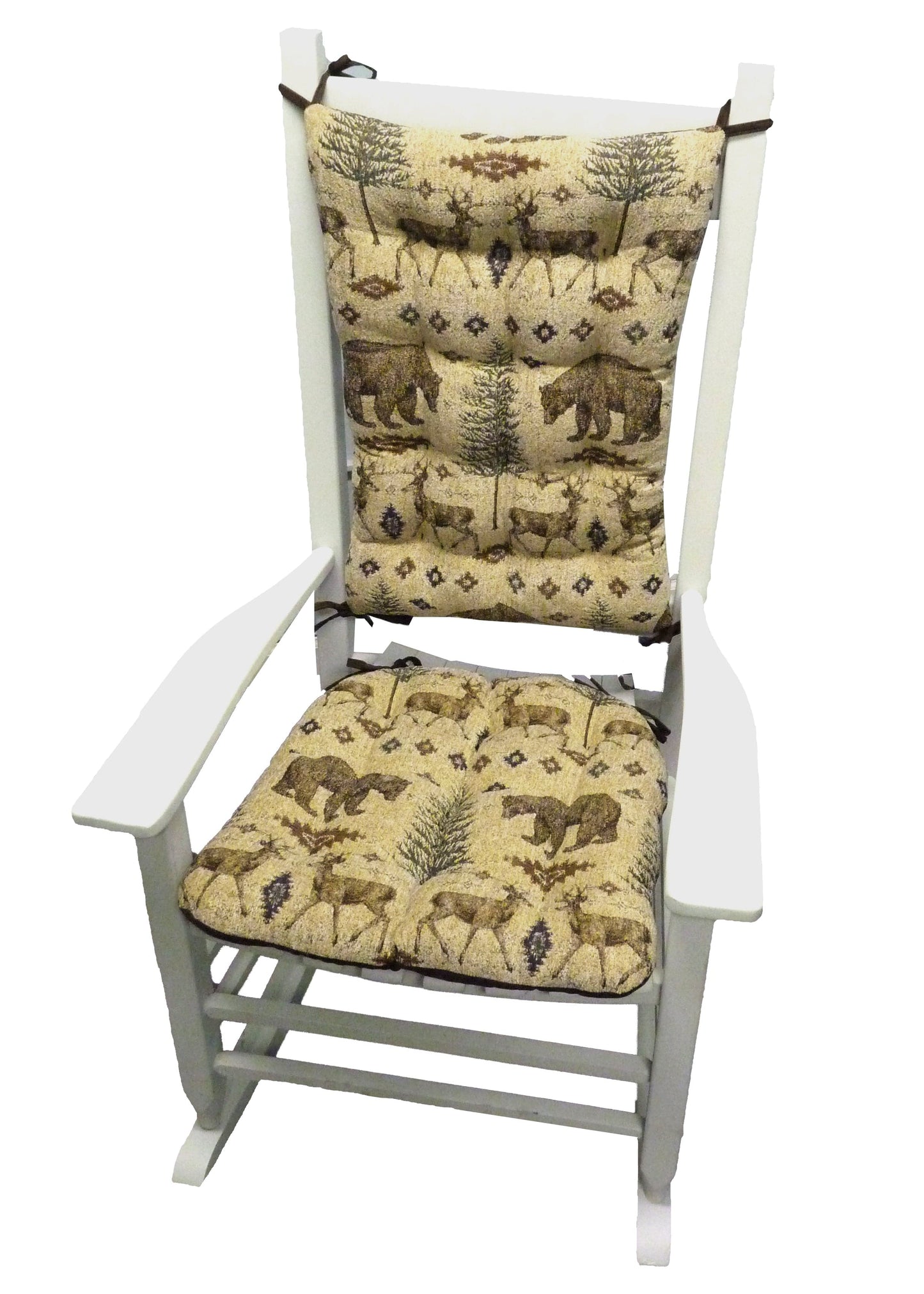 Wilderness Ottawa Rocking Chair Cushions - Barnett Home Decor- Beige, Brown, & Green