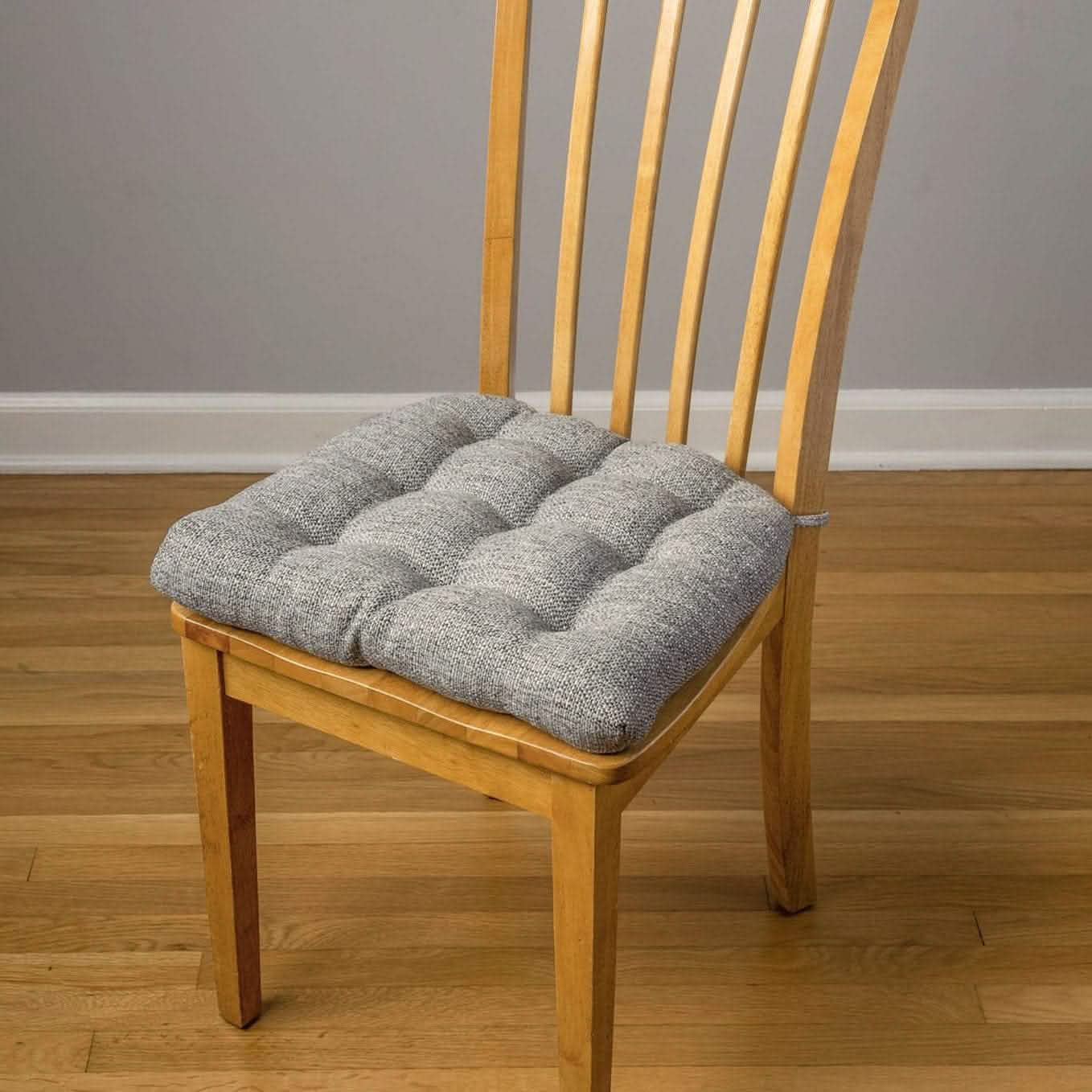 Brisbane Silver Gray Dining Chair Cushions on wooden dining room chair
