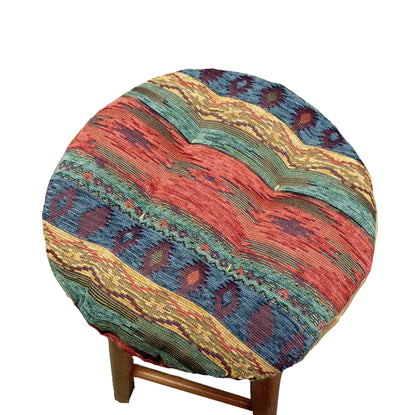 Southwest Phoenix Sunset Bar Stool Cushion - Barnett Home Decor - Turquoise, Sage, & Salmon Pink