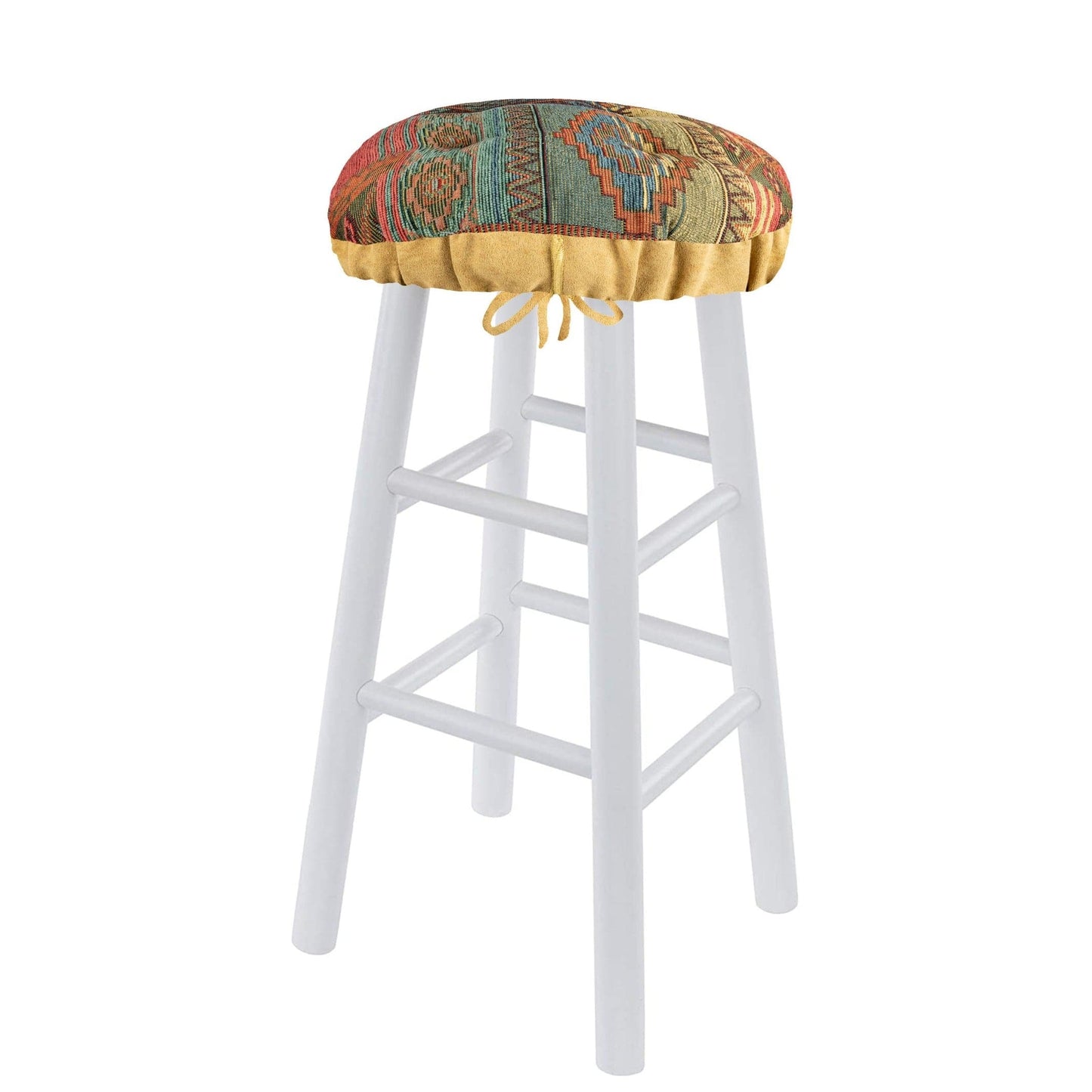 Southwest Sedona Bar Stool Cover - Barnett Home Decor - Sunset Red, Azure, Sand Yellow, & Turquoise