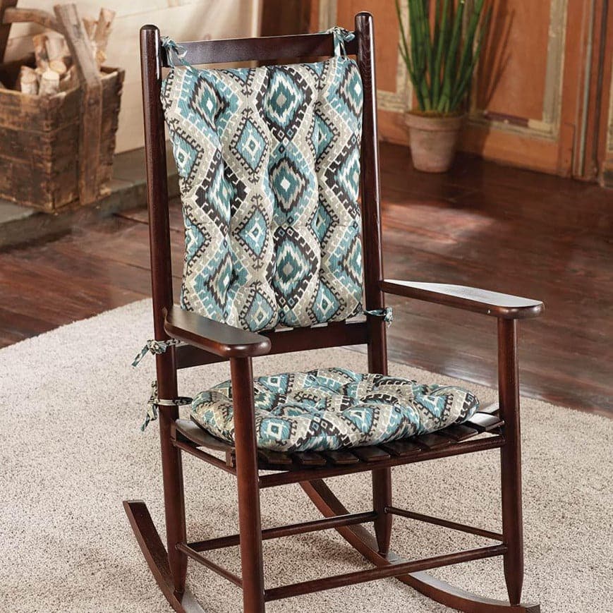 Southwest Moonstruck Rocking Chair Pads - Barnett Home Decor - Turquoise, Grey, & Black