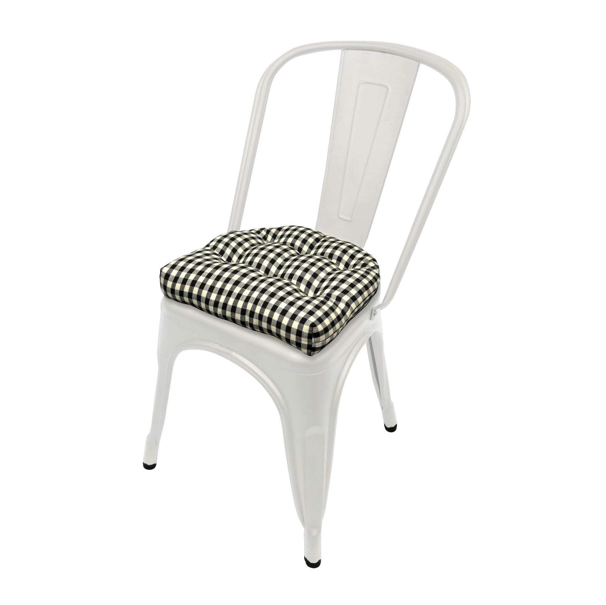 Farmhouse Check Black & White Industrial Chair Cushion - Latex Foam Fill - Barnett Home Decor 