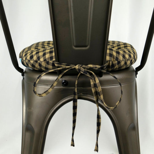 Checkers Black & Tan Industrial Chair Pads | Barnett Home Decor | Tan & Black