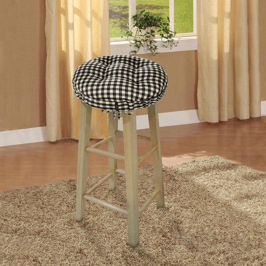 Farmhouse Check Black & White Bar Stool Cover with Cushion and Adjustable Yoke