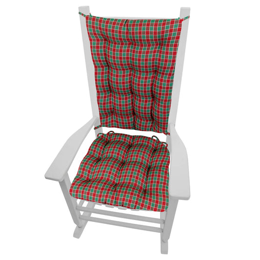 Checkers Red and Green Rocking Chair Pad - Latex Foam Fill