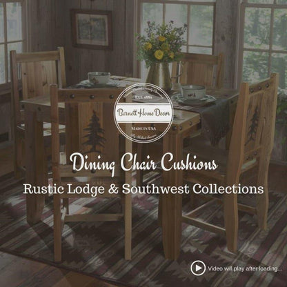 Wilderness Pinecones Beige Dining Chair Pads with Ties - Latex Foam Fill - Rustic Lodge