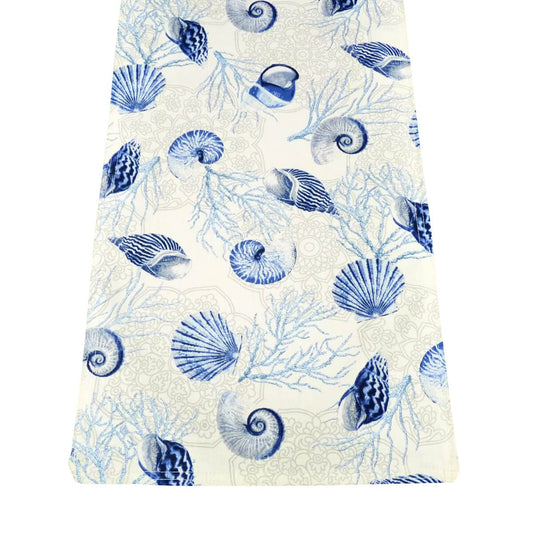 Shell Dance Blue Rectangle Table Runners | Barnett Home Decor