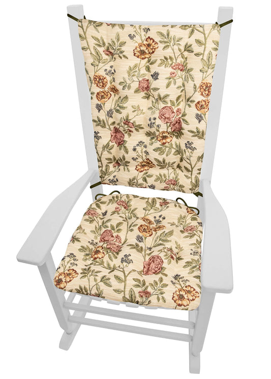 La Bella Rocking Chair Cushions - Barnett Home Decor - Red, Gold, & Green 