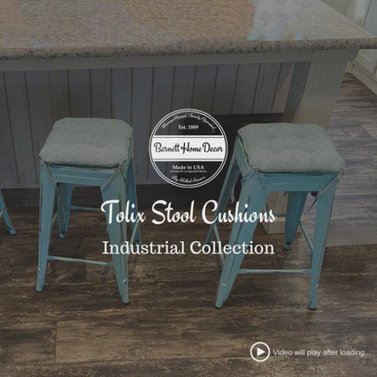 Micro-suede Grey Square Industrial Bar Stool Cushion - 12"