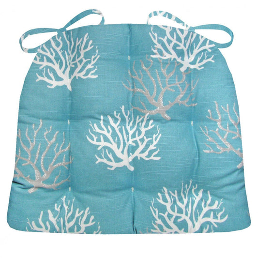 Coastal Coral Aqua Dining Chair Pad