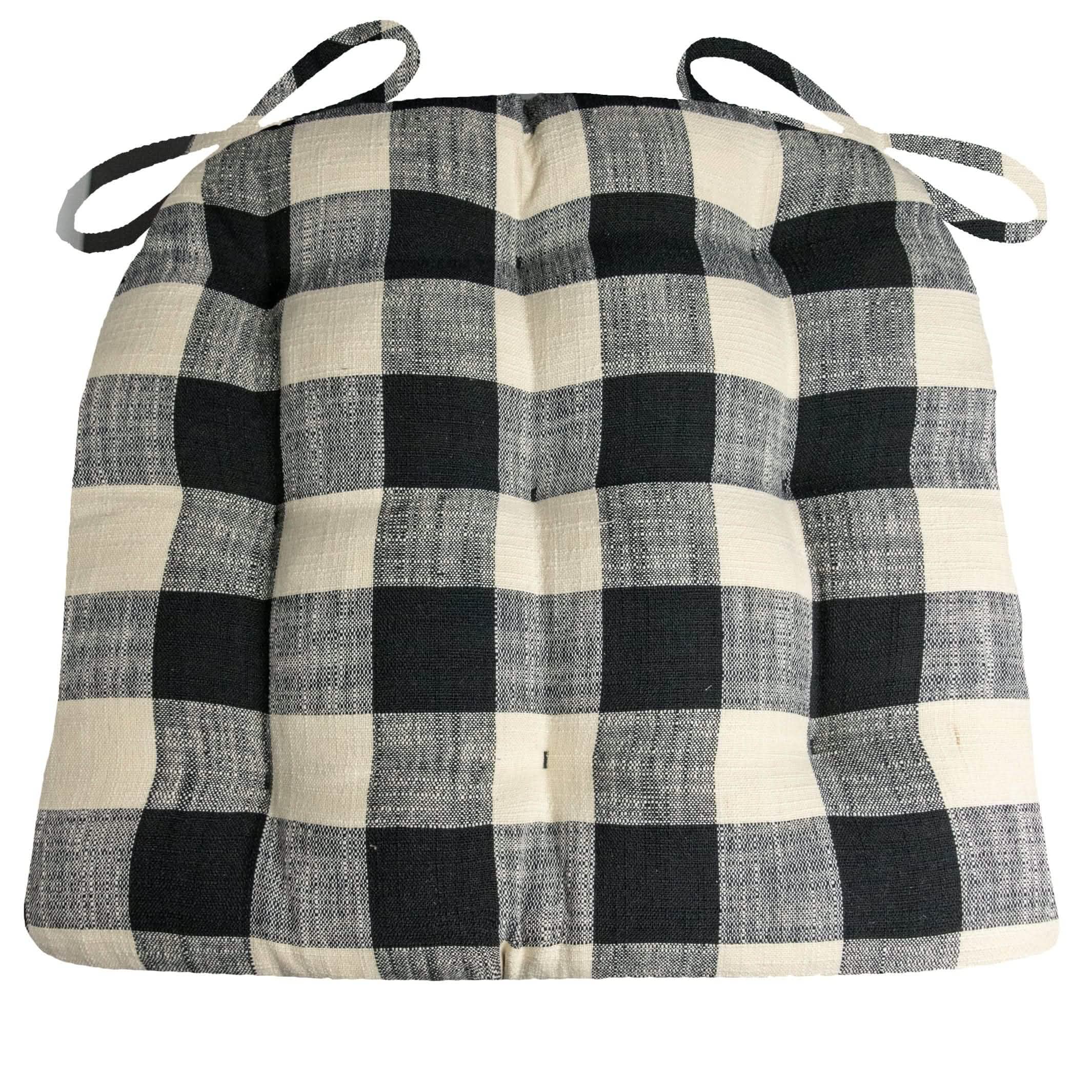 Buffalo Check Black & White Dining Chair Cushions - Barnett Home Decor - Black & White