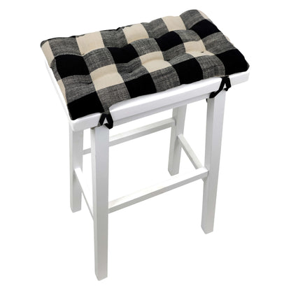 Pastoral Buffalo Check Black and White Saddle Stool Cushion