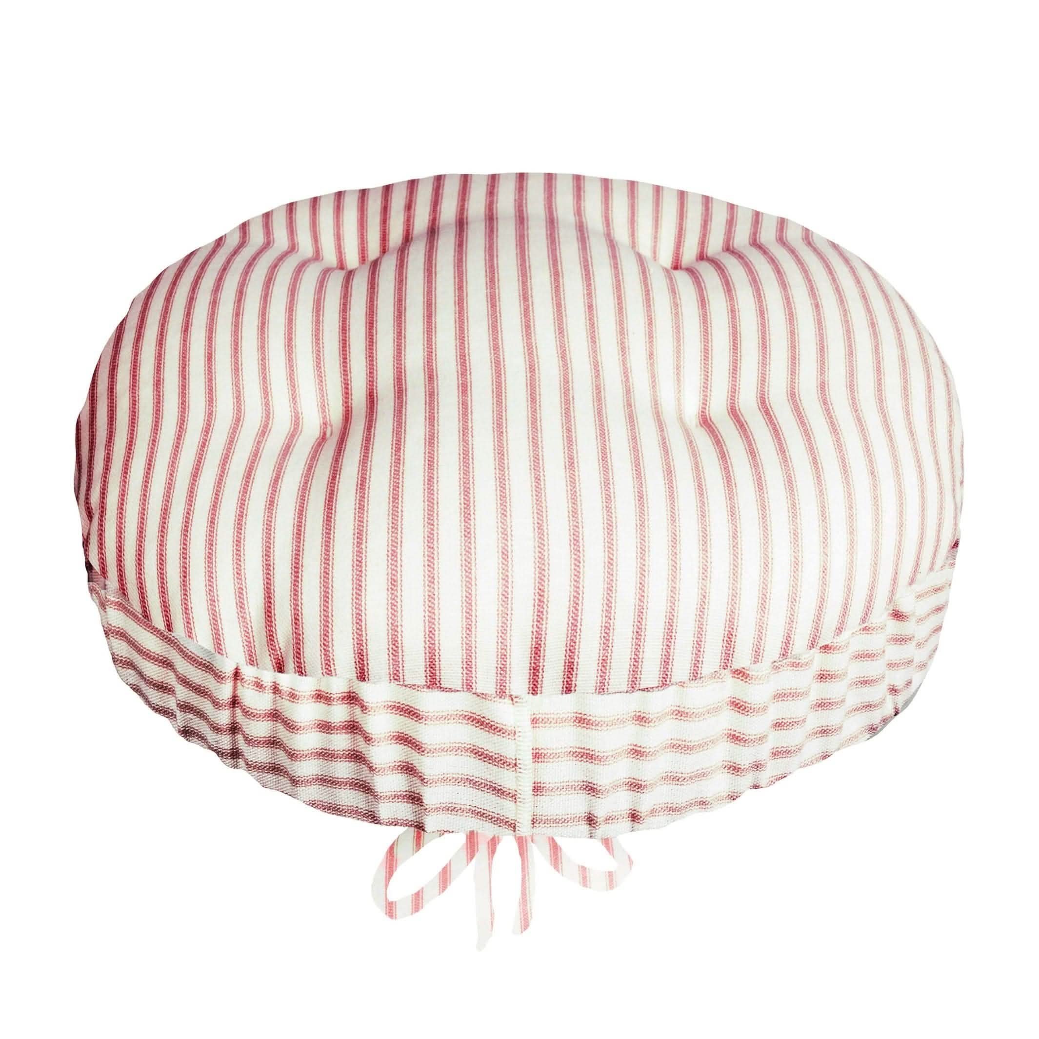 Ticking Stripe Red Bar Stool Cover with Adjustable Drawstring Yoke