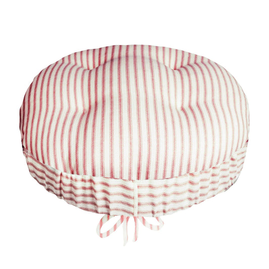 Ticking Stripe Red Bar Stool Cover with Adjustable Drawstring Yoke