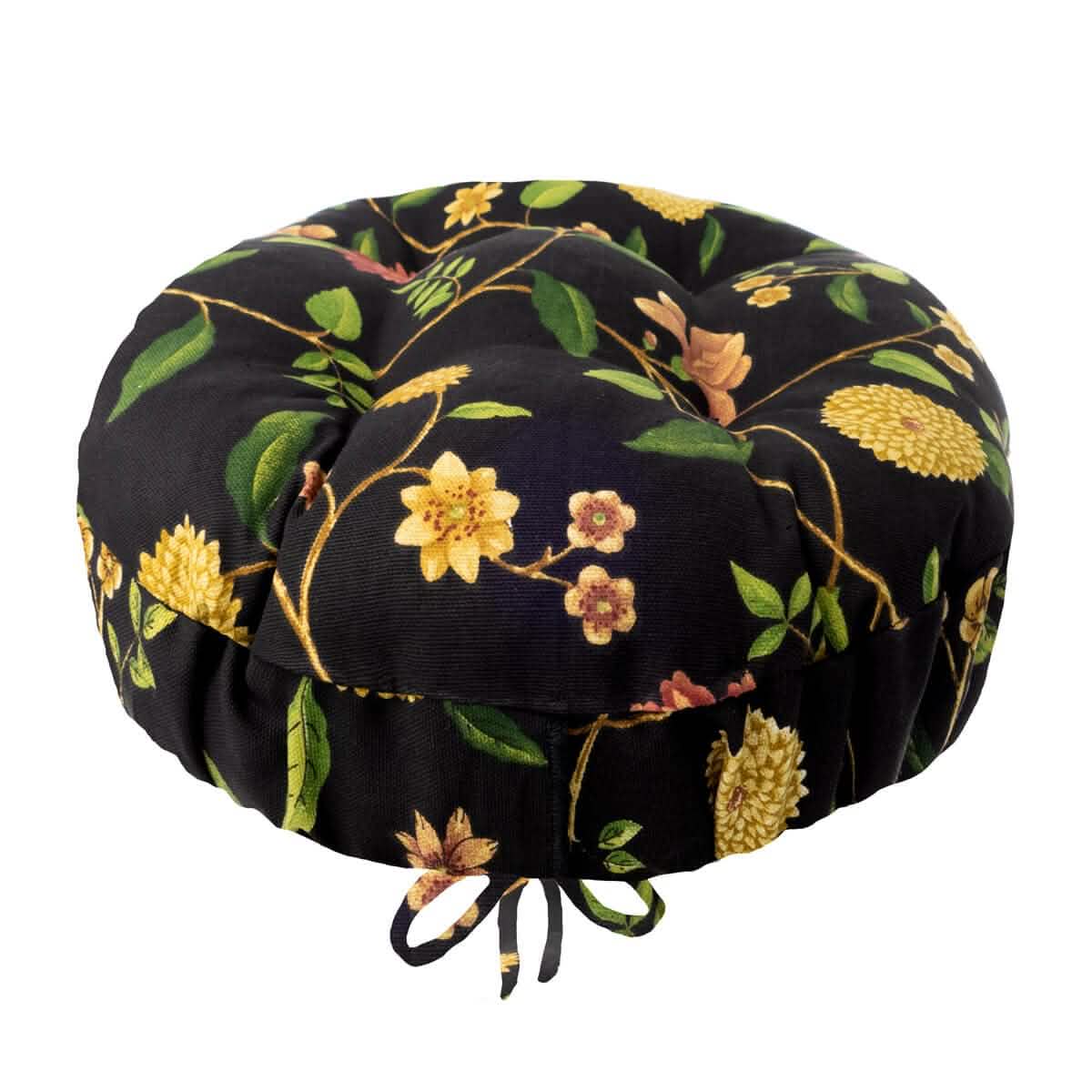 Nassau Vine Onyx Black Bar Stool Cover | Barnett Home Decor | Red, Black, Yellow, & Green