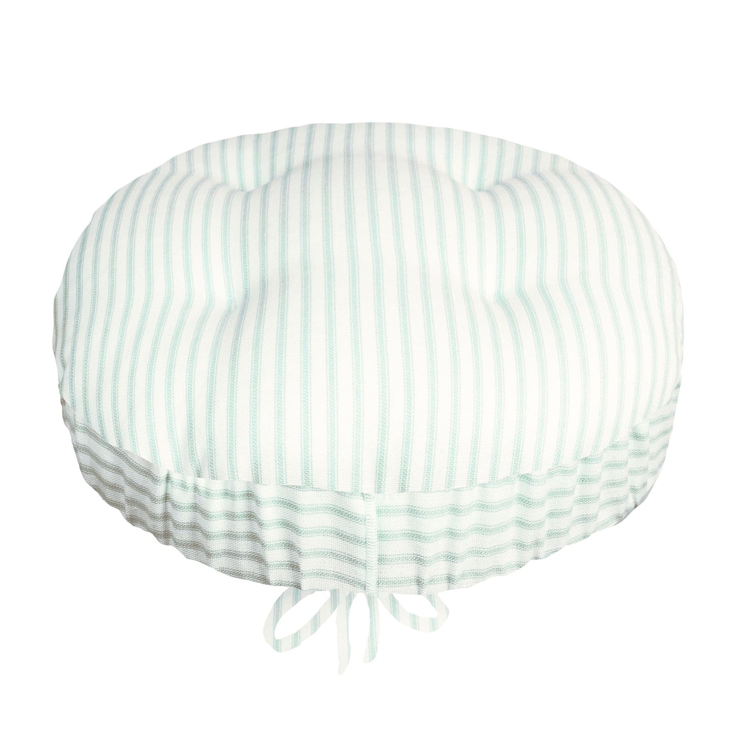 Berlin Ticking Aqua Bar Stool Cover with Adjustable Drawstring Yoke | Barnett Home Decor | Ticking Stripe | Blue Green