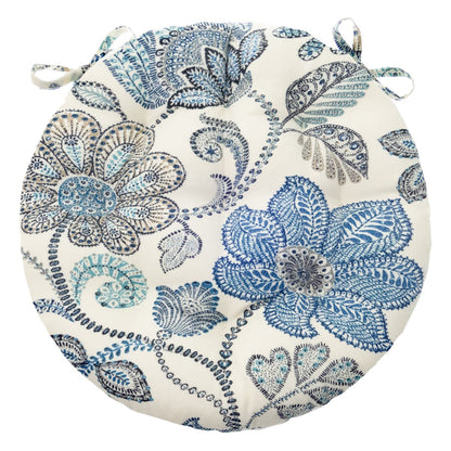 Boutique Floral Blue Bistro Chair Pad - Barnett Home Decor - Blue & White