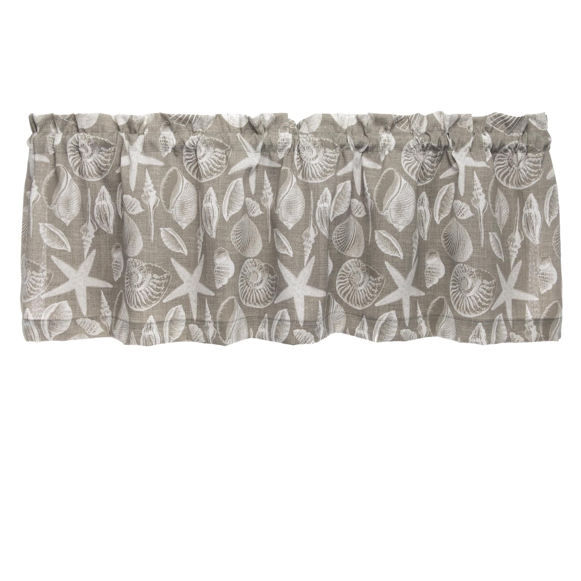 Shoreline Grey Cafe Valances - Straight Tailored Window Treatments