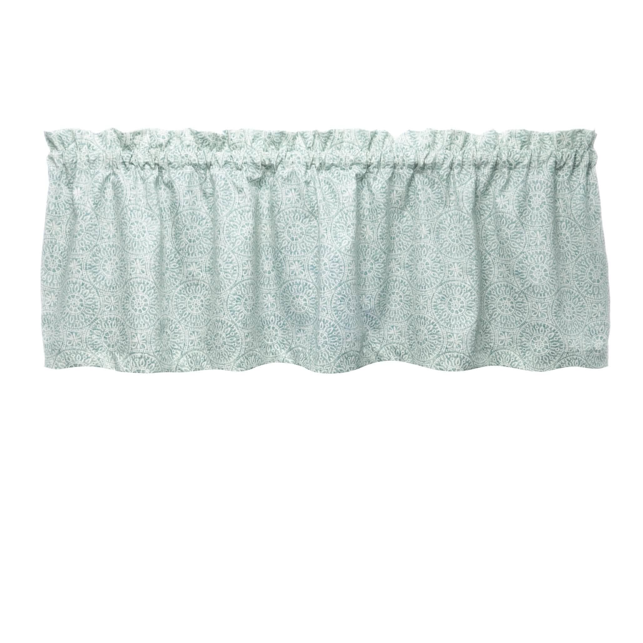Tibet Mandalas Spa Aqua Cafe Valance - Straight Tailored Window Treatment