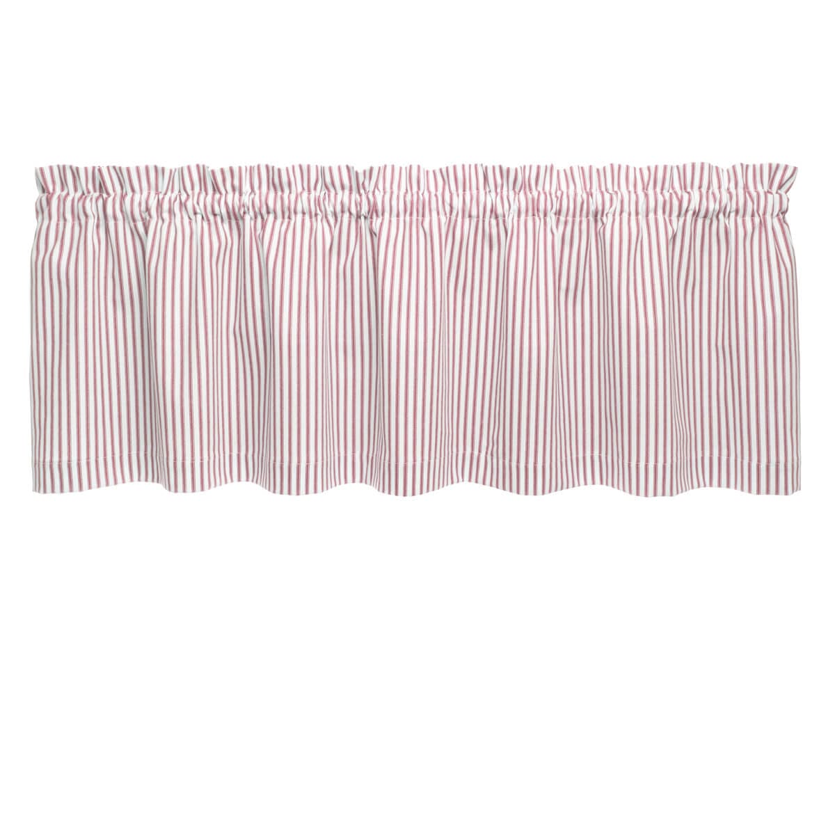 Ticking Stripe Red Cafe Valance - Straight Tailored Window Treatment