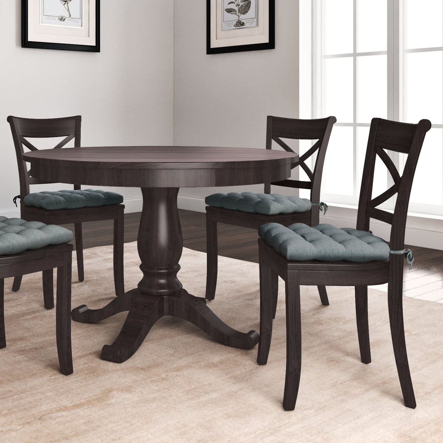 Chenille Rib Slate Grey Dining Chair Cushion - Barnett Home Decor - Grey - Corduroy