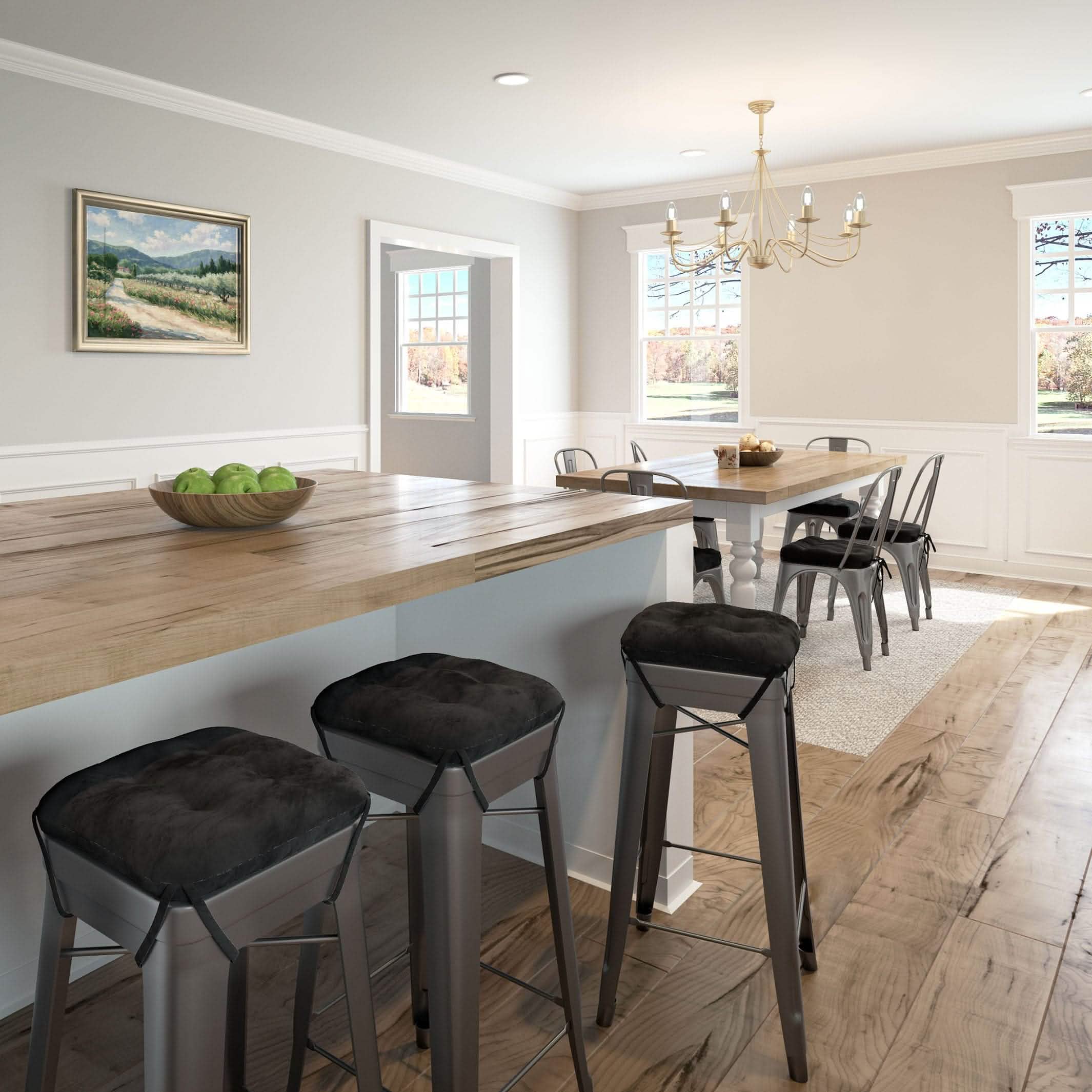 Cotton Duck Midnight Black Square Industrial Bar Stool Pads - Latex Foam Fill - Barnett Home Decor