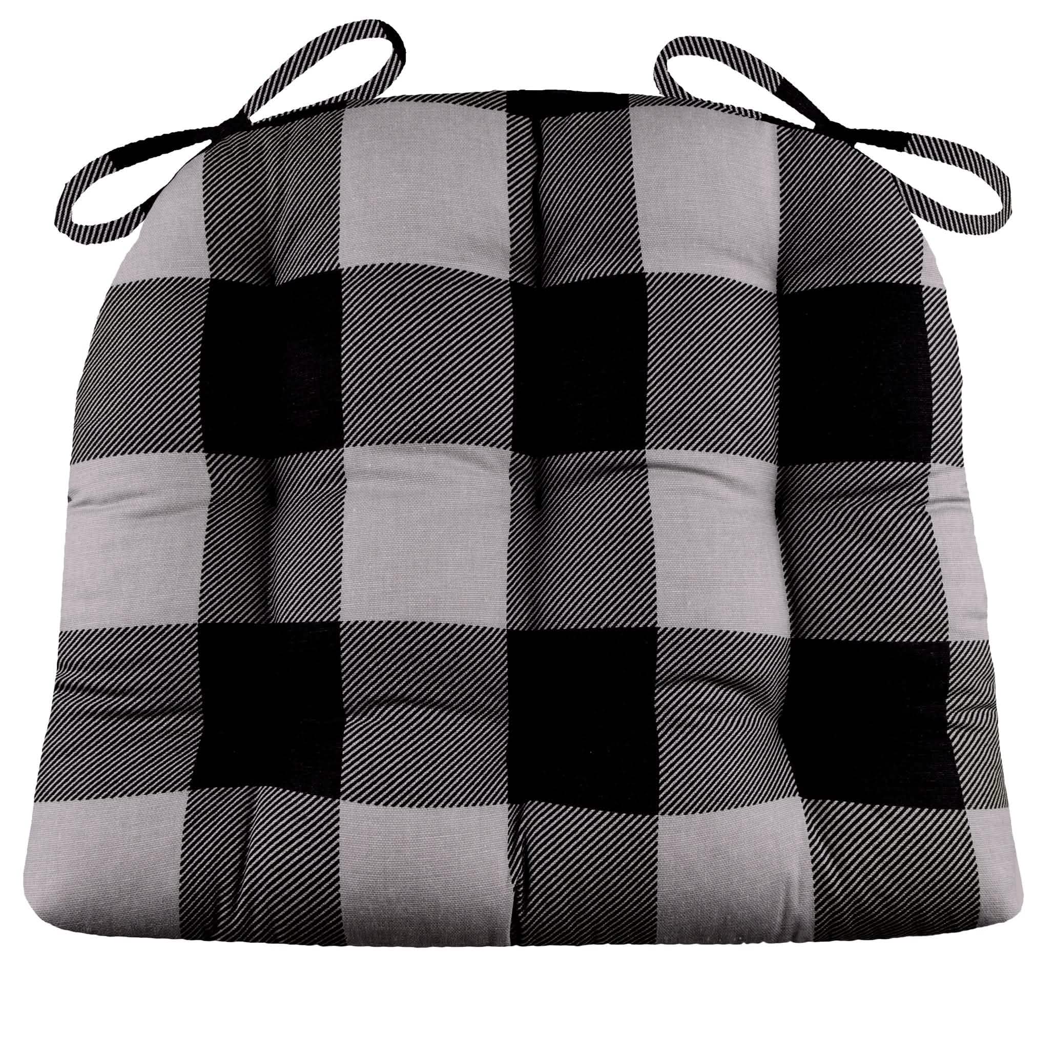 Barnett Home Decor Buffalo Check Grey and Black Dining Chair Cushions