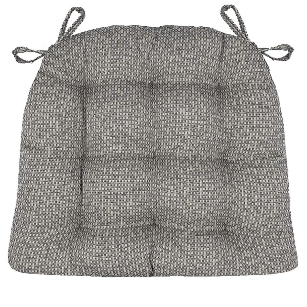 grey dining chair cushions with a small geometric pattern
