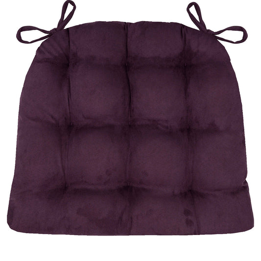 Micro-Suede Eggplant Dining Chair Pads - Latex Foam Fill, Reversible