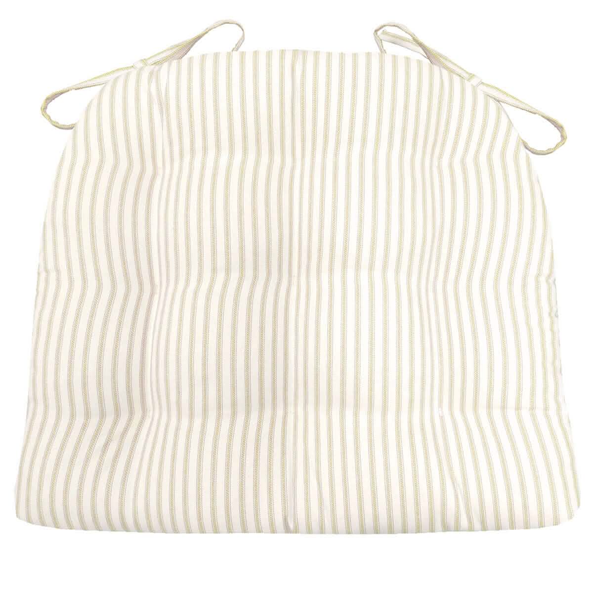 Ticking Stripe Natural Dining Chair Cushions - Barnett Home Decor - Beige & White - Ivory - Cream