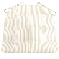 Ticking Stripe Natural Dining Chair Cushions - Barnett Home Decor - Beige & White - Ivory - Cream