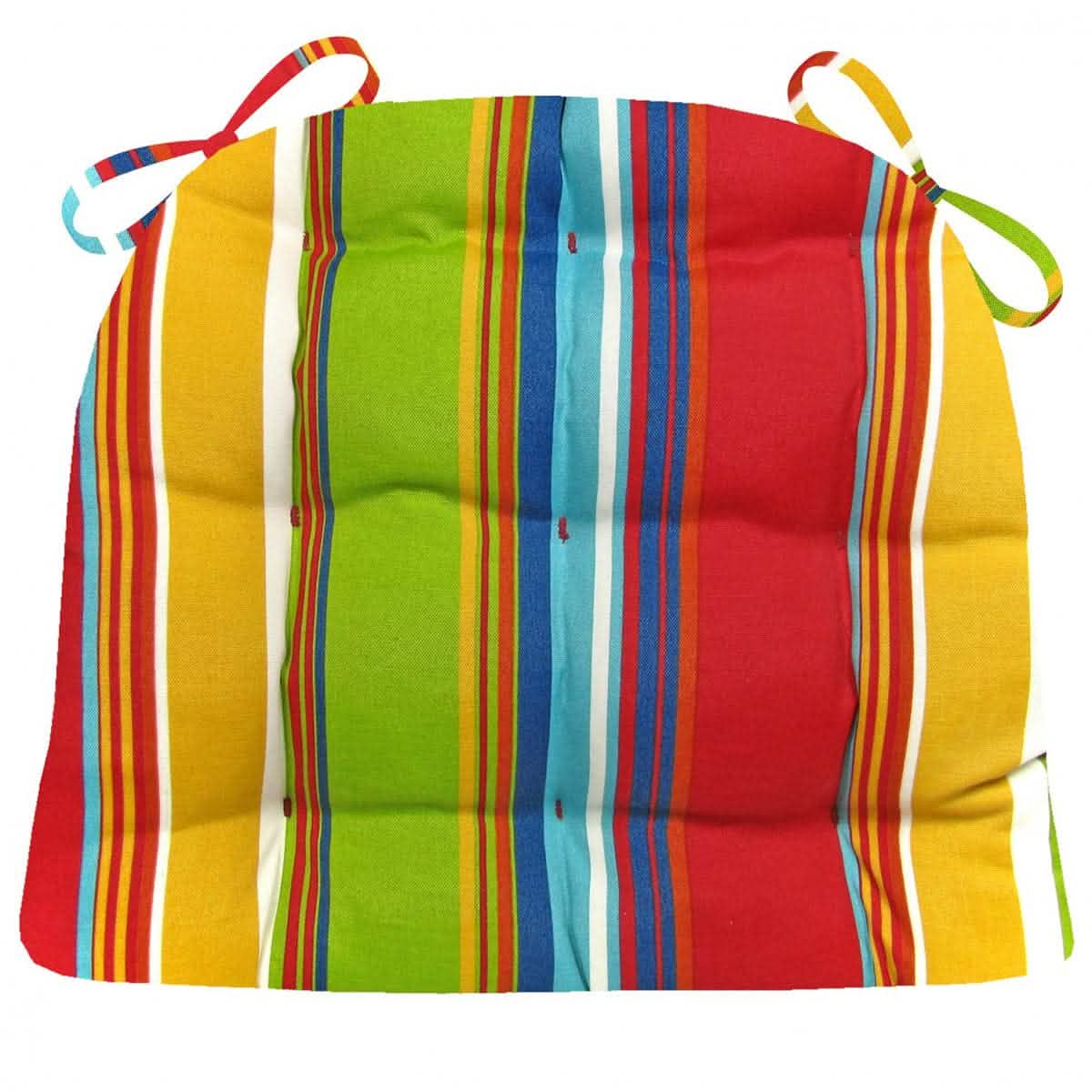 Westport Cabana Stripe Red Indoor/Outdoor Dining Chair Cushion | Barnett Home Decor | Red, Green Aqua, & Gold