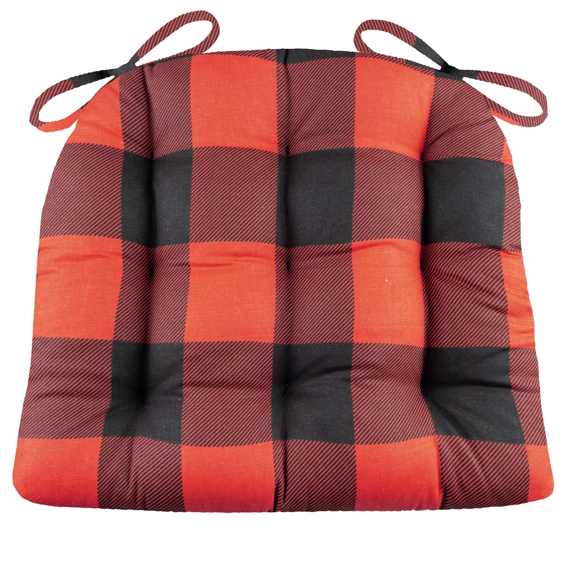 Buffalo Check Black & Red Dining Chair Cushions - Barnett Home Decor - Black & Red - Rustic - American - Cotton