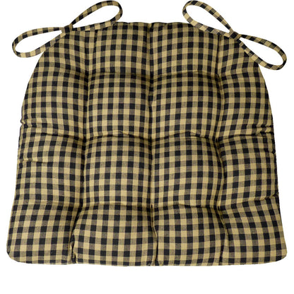 Checkers Black and Tan Plaid Dining Chair Cushion | Barnett Home Decor | Black & Tan