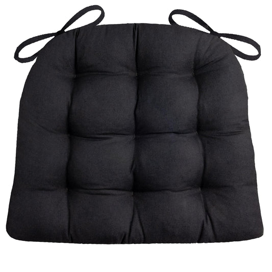 Cotton Duck Black Solid Color Dining Chair Pads - Barnett Home Decor - Black - Dark