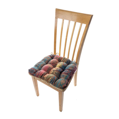 Southwest Sedona Dining Chair Pads - Barnett Home Decor - Sunset Red, Azure, Sand Yellow, & Turquoise