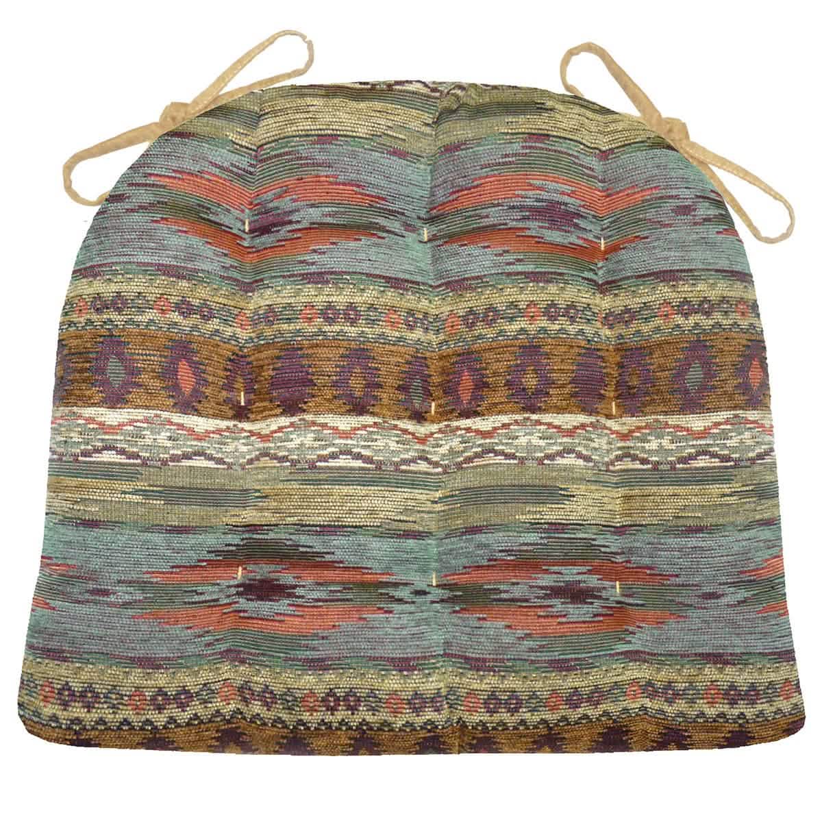 Southwest Tucson Desert Dining Chair Cushions - Barnett Home Decor - Salmon, Azure, Sand, & Bronze
