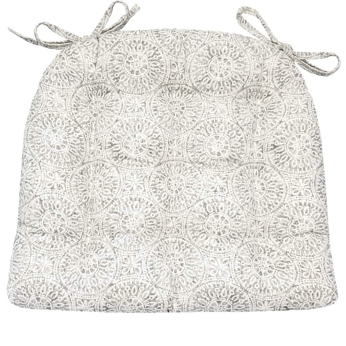 Tibet Grey Dining Chair Cushions - Barnett Home Decor - Grey & White