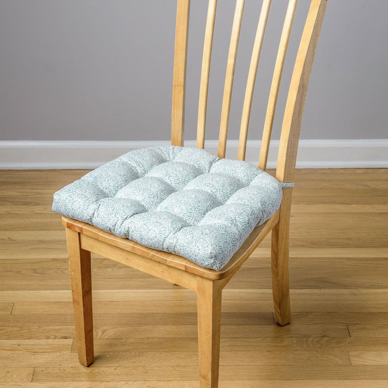 Tibet Aqua Dining Chair Cushions - Barnett Home Decor - Aqua & White - Blue Green