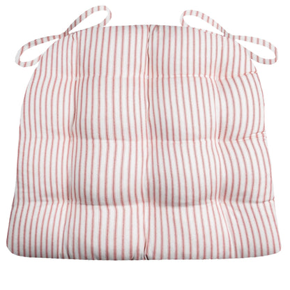 Ticking Stripe Red Dining Chair Cushions- Barnett Home Decor - Red & White