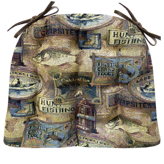 Woodlands Fish Camp Dining Chair Cushions - Barnett Home Decor - Brown
