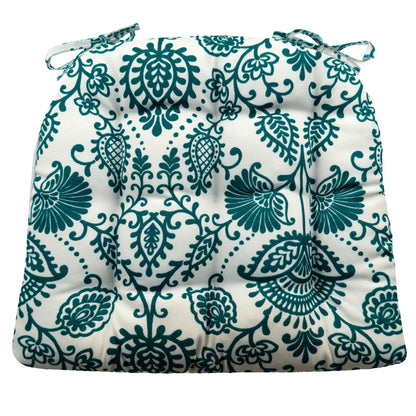 Sylvan Teal Blue Indoor / Outdoor Dining Chair Pads & Patio Cushions / Barnett Home Decor / Blue and White / Sea Green / Azure / Rustic / Pastoral / Farm