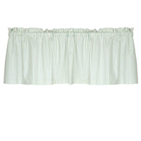 Berlin Aqua Ticking Cafe Valance - Straight Tailored Window Treatment