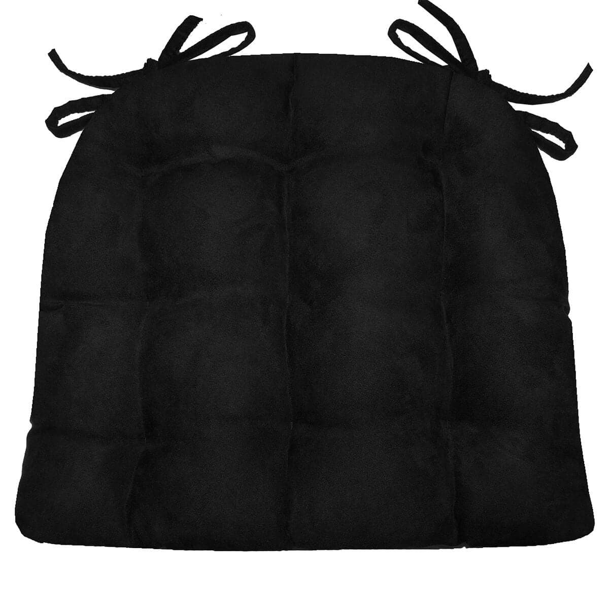 Micro-Suede Black Dining Chair Cushions - Barnett Home Decor - Black - Obsidian - Onyx