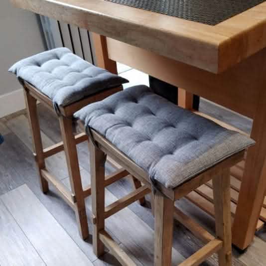 Grey Long Stool Cushion Pads