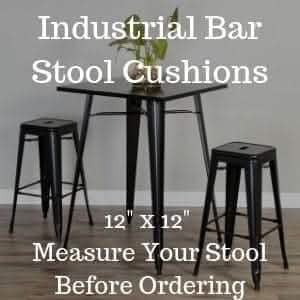 Ticking Stripe Blue Square Industrial Bar Stool Cushion - 12"
