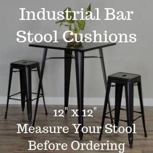 Ticking Stripe Natural Square Industrial Bar Stool Cushion - 12
