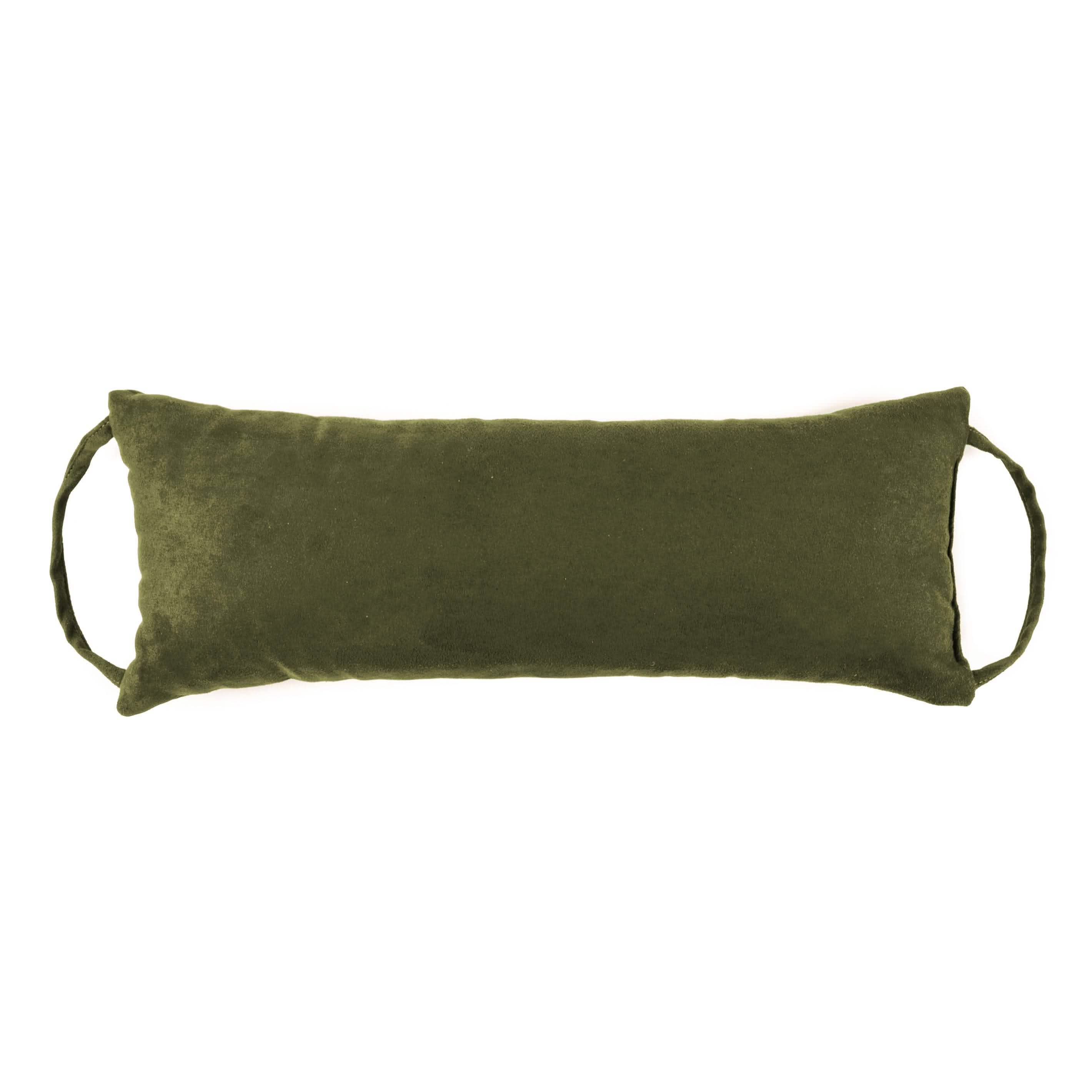 Barnett Home Decor | Microsuede Laurel Green Travel Pillow | Sage Green Neck Roll Pillow | Viridian Rocker Extender