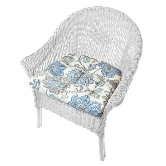 Boutique Floral Blue Patio Chair Cushions - Wicker Chair Cushions - Adirondack Chair Cushions